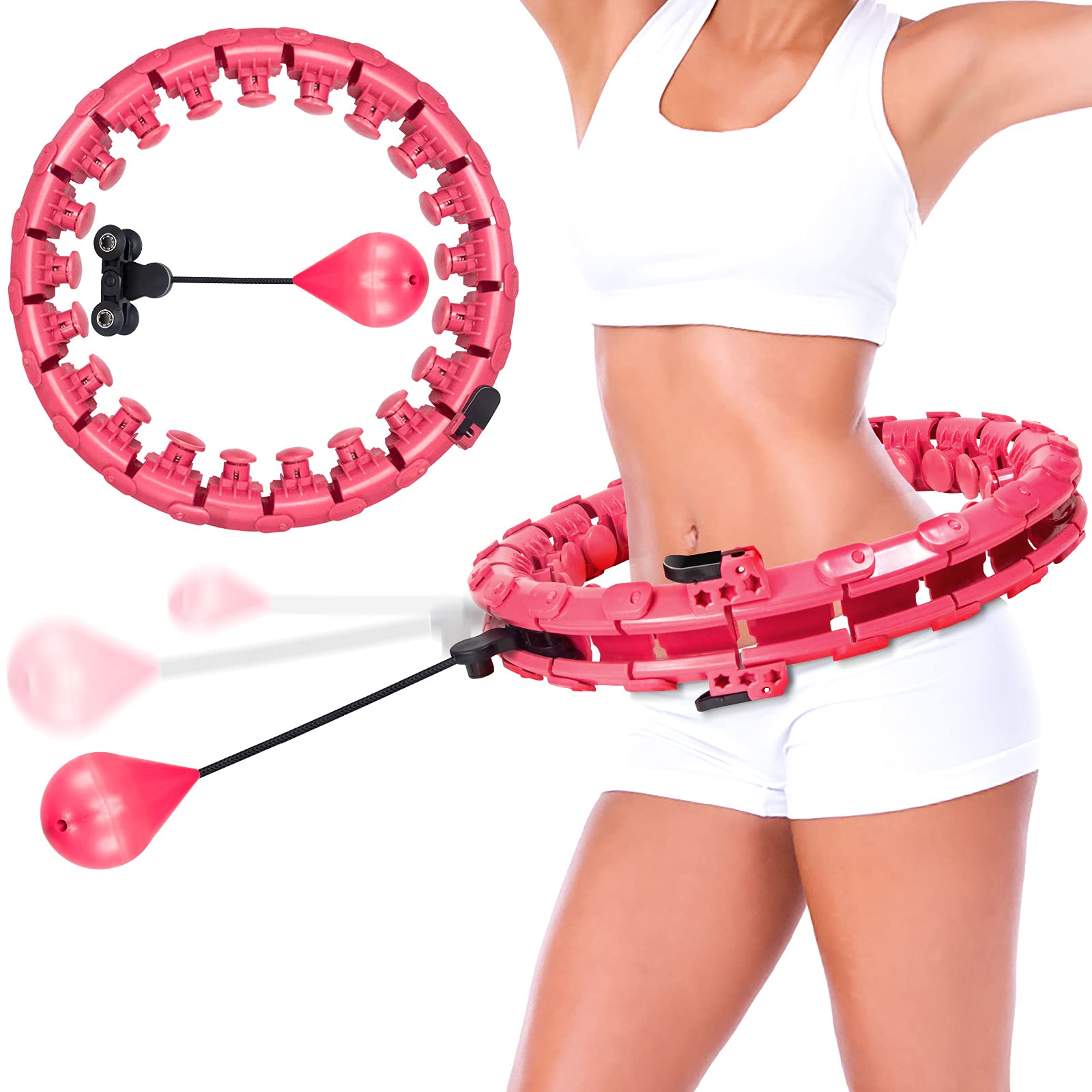 Smart Hula Hoop Reifen, 24 Teile mit Schwungkugel und Massagenoppen