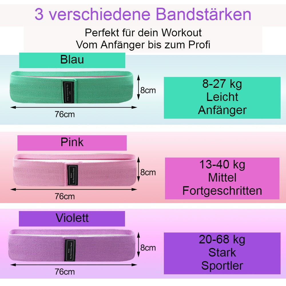 Yoga Band, Widerstandsbänder, 3-er Pack